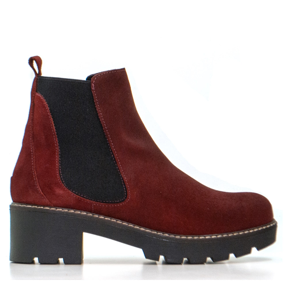 BOTTINES CA-129 EN DAIM BORDEAUX