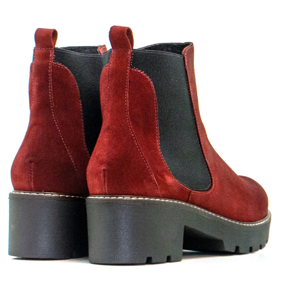 BOTTINES CA-129 EN DAIM BORDEAUX