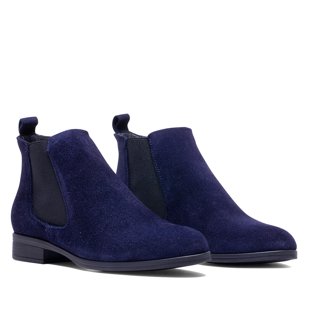 BOTTES EN DAIM BLEU MARINE F-2419