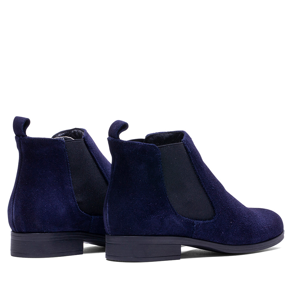 BOTTES EN DAIM BLEU MARINE F-2419