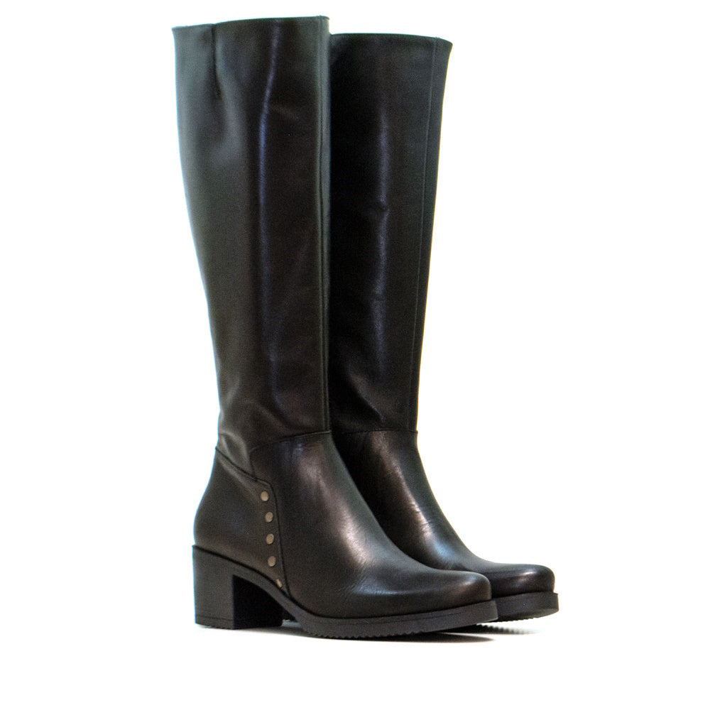 BOTTES EN CUIR NOIR KRUST CA-1081
