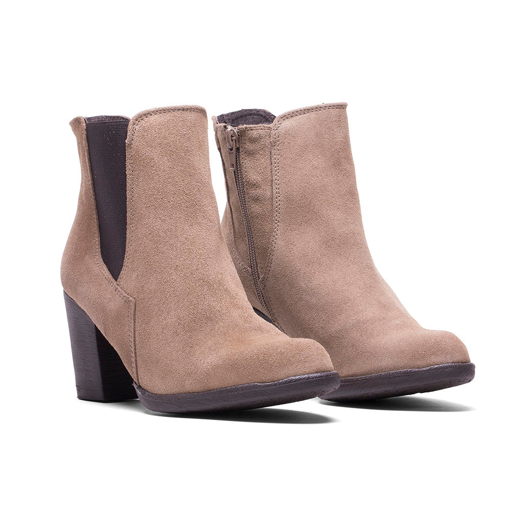 BOTTES EN DAIM TAUPE B-455